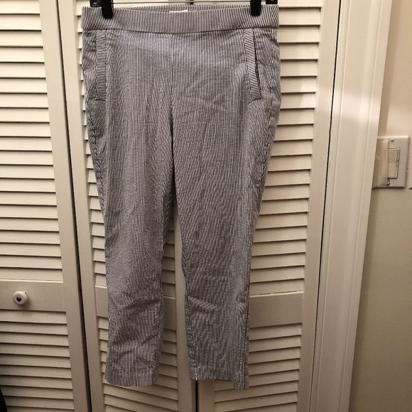 Elle Pants & Jumpsuits Elle Women Pull Up Blue White Cropped Striped Ankle Dress Pants M